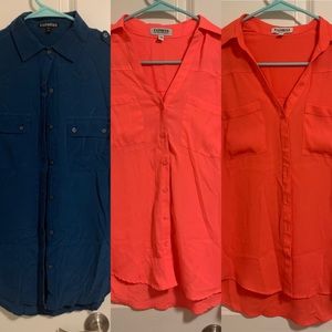 3 Express Blouses - XS - Pink and Blue